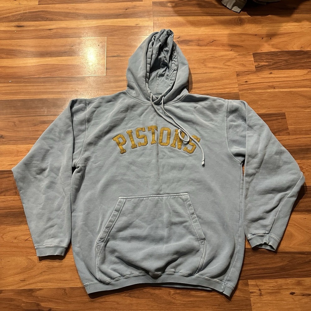 Vintage 90s 00s Detroit Pistons Embroidered Pullover Logo Teal Era Hoodie XL